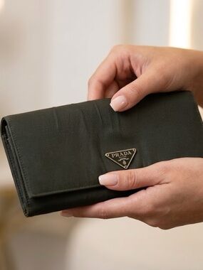 Prada Black Nylon Wallet with Triangle Logo